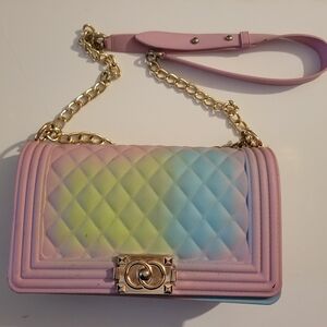 Pastel Rubber Quilted Chain Shoulder Bag